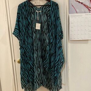 Do everything in love -turquoise zebra print cover-up Sz O/S